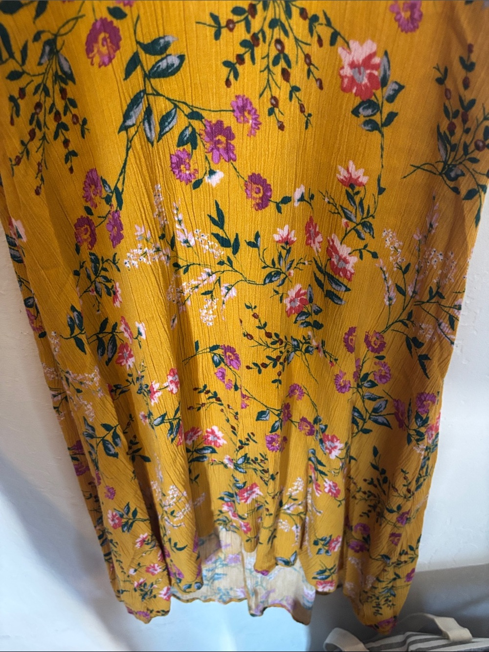 Floral V-Neck Midi Dress in Mustard Floral - Picture 4 of 5